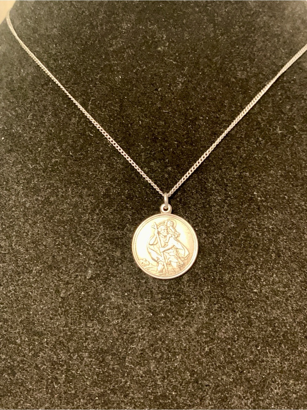 Sterling Silver Saint Christopher Round Medal Pendant Necklace - Silver